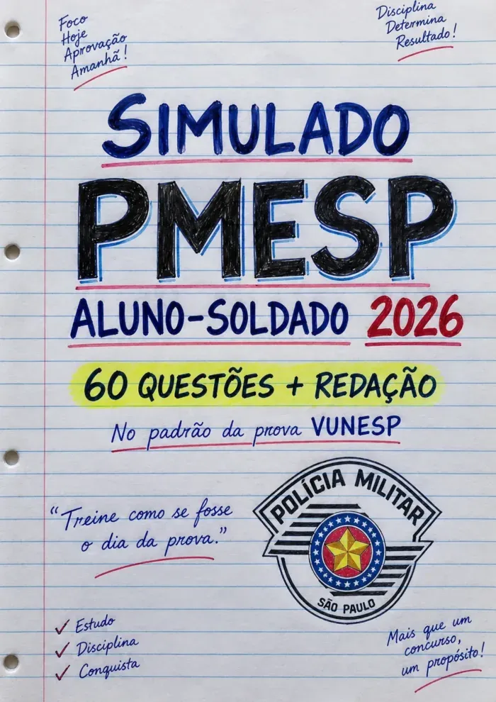Capa do material Simulado PMESP 2026